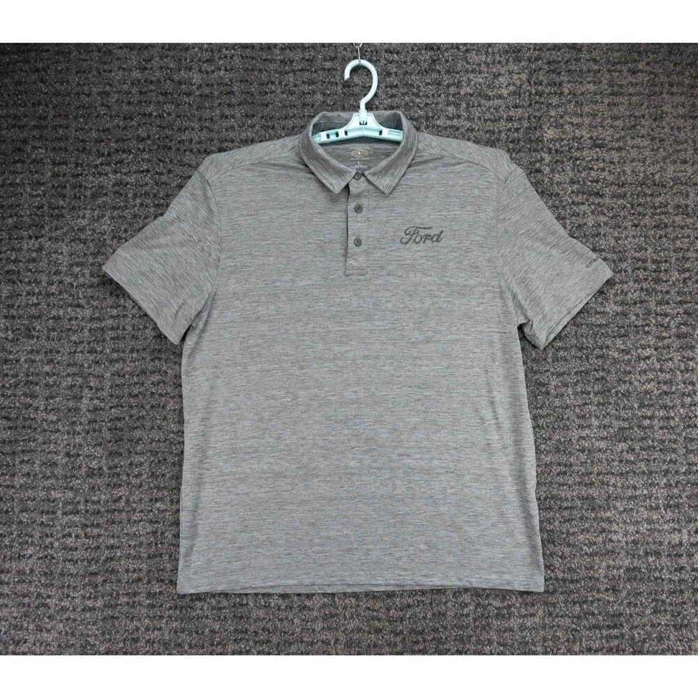 FORD Shirt Mens Large Gray Heathered Performance Polo G.H. Bass & Co. Workwear